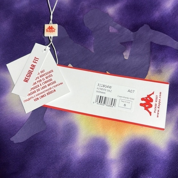 Kappa Authentic Galz Cropped Sweatshirt Size Small Cream Brandy Violet - Picture 9 of 9